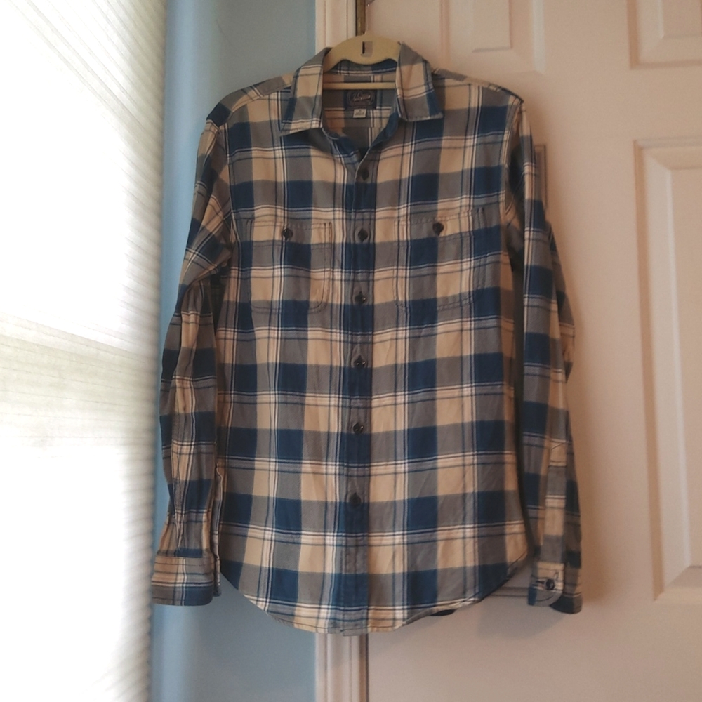 J CREW💥Nwot💥Blue& Cream Flannel Long-sleeve Button-down Shirt